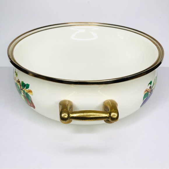 KENSINGTON Pot Tabletops Unlimited Fruits 4 Quart Brass Gold Knot Handle Trim - Picture 6 of 11